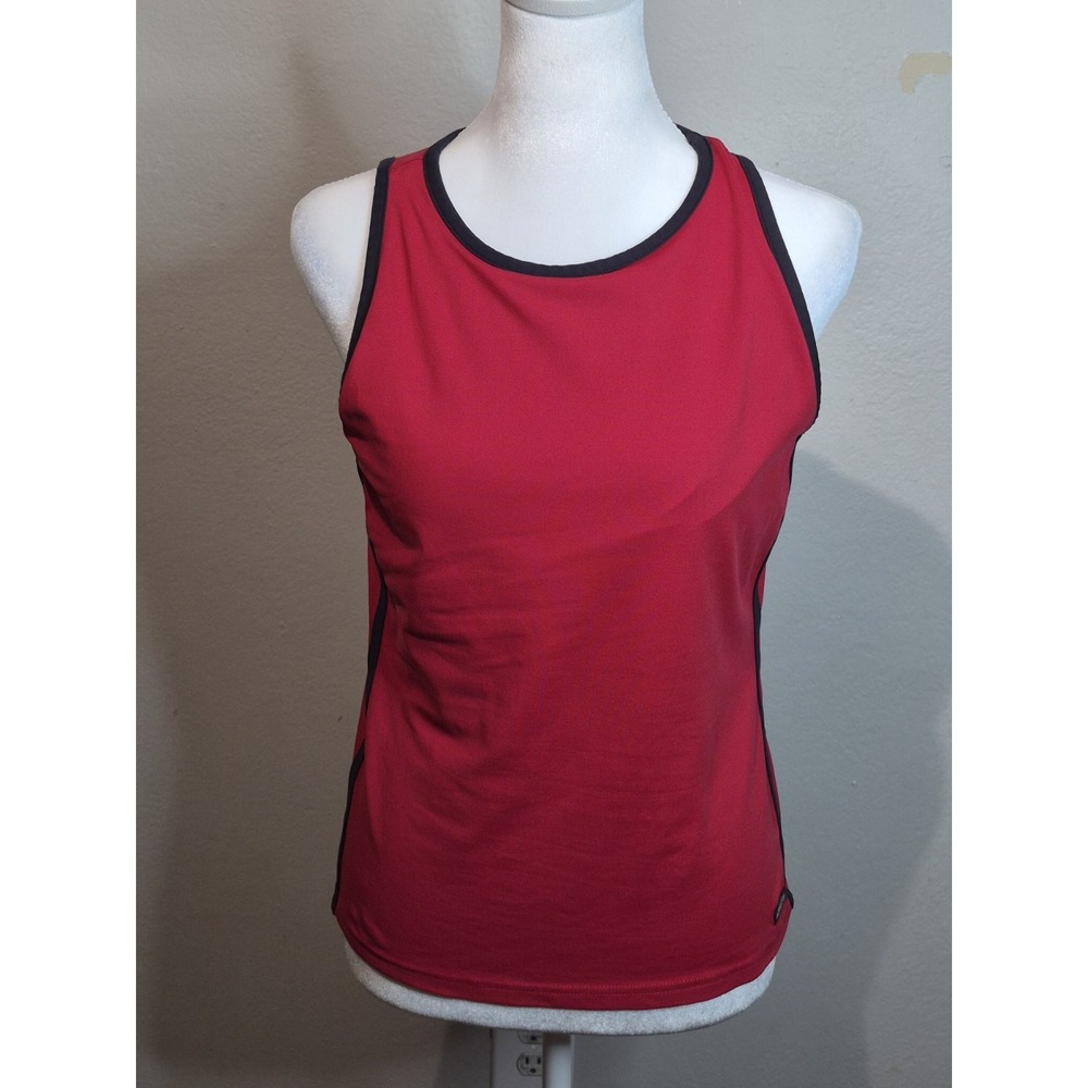 Vintage‎ Y2K Athleta Tank Top XL Made USA Coolmax Red Black Workout Running Yoga
